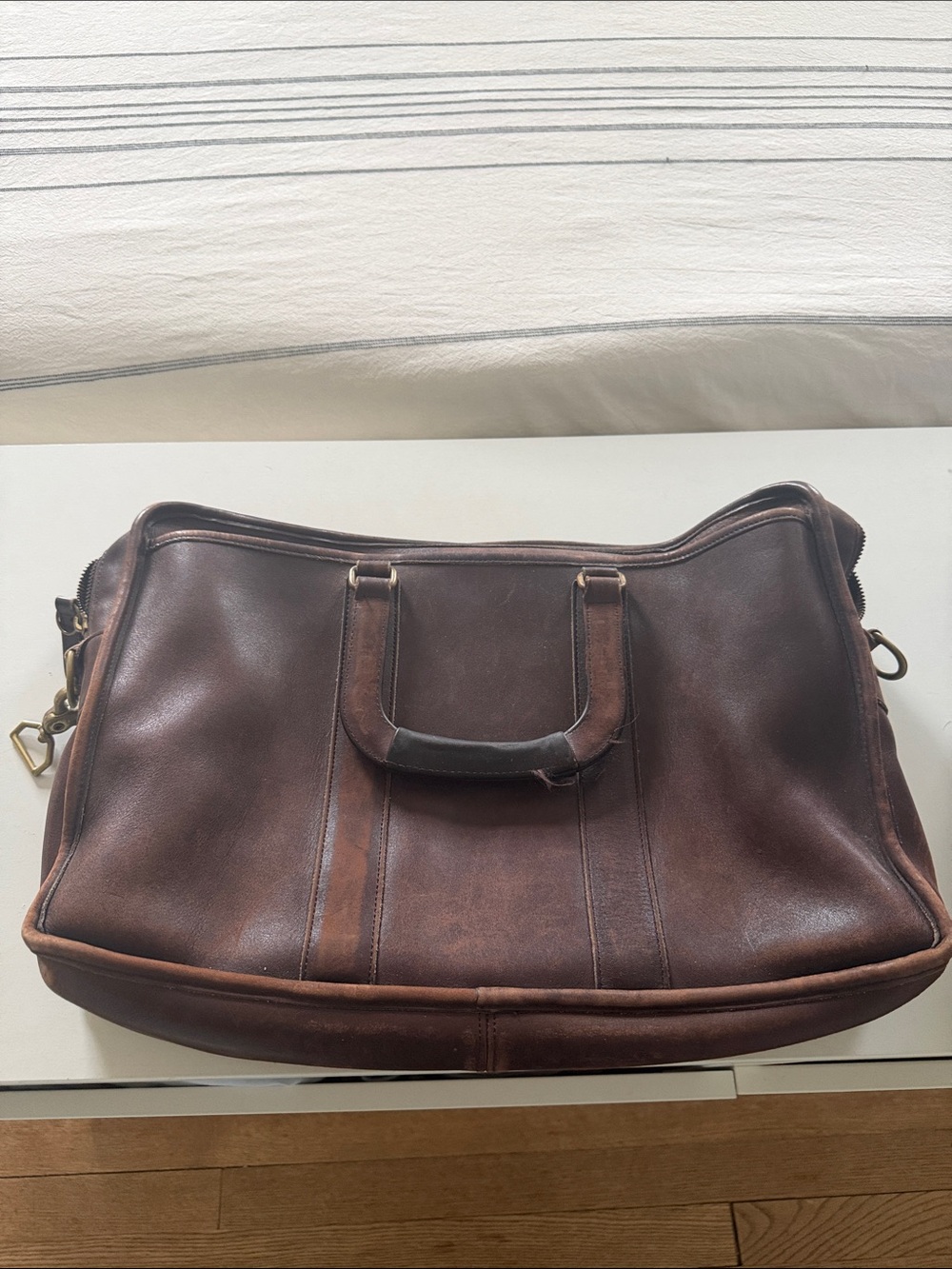 VINTAGE COACH Classic Brown Leather Weekender Bag Briefcase